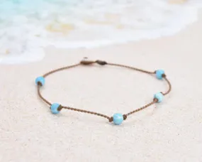 Tula Blue Aqua Larimar Quartz Round Petite Anklet