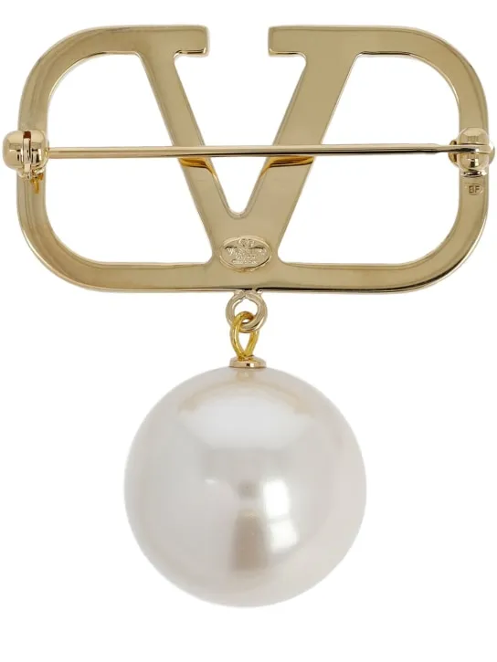 Valentino Garavani   V Logo Signature faux pearl brooch 