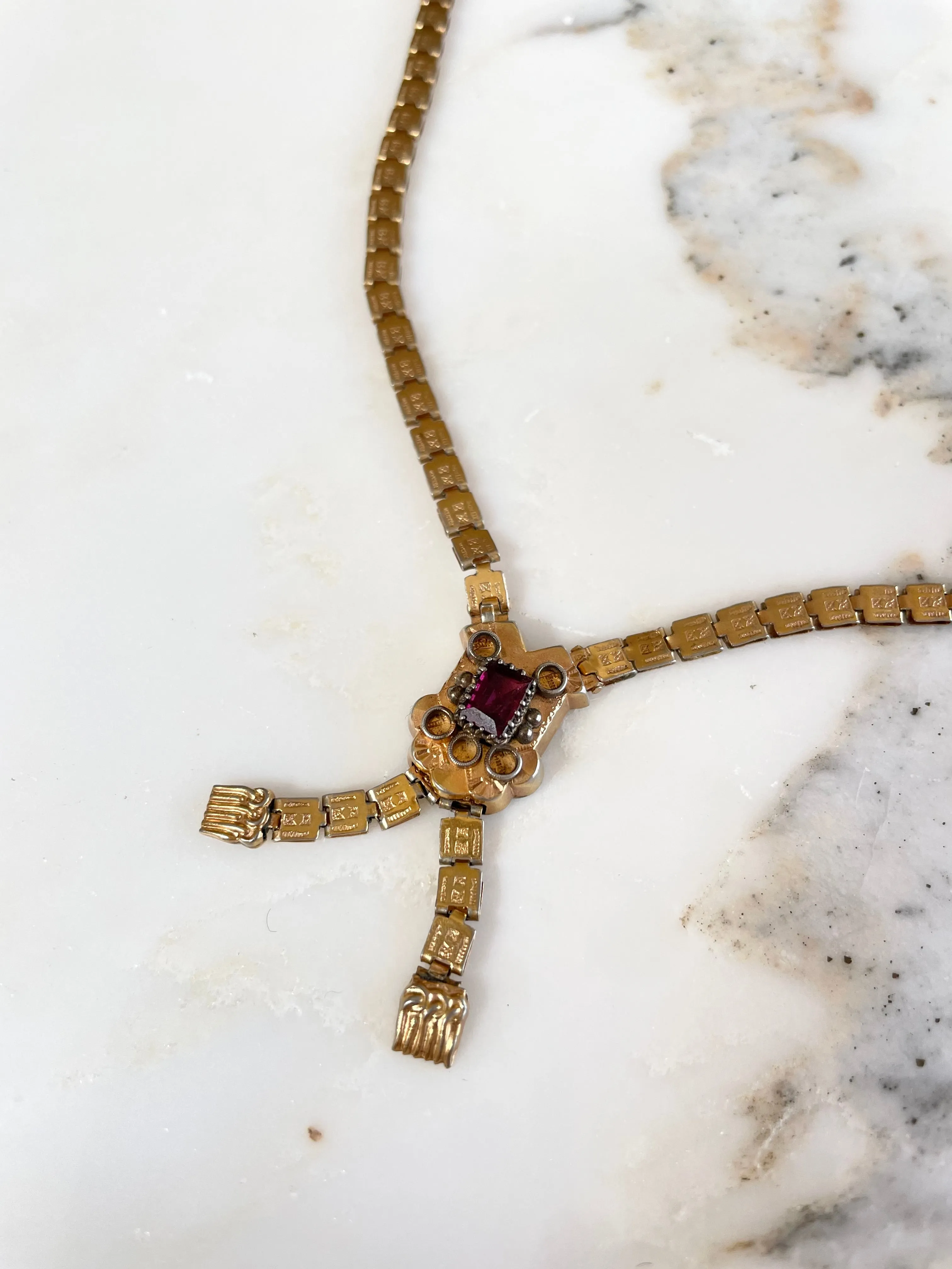 Victorian Chased Book Chain Necklace