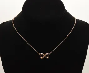 Vintage Copper Tone Sterling Silver Infinity Double Heart Pendant Necklace