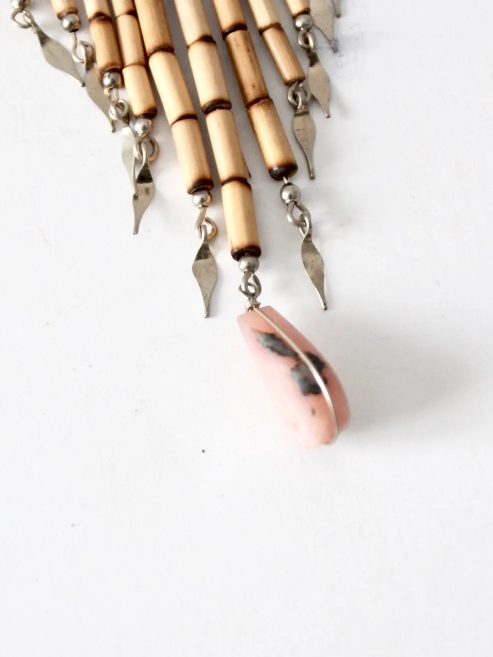 vintage filigree hippie necklace with pink stone