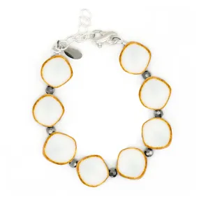 White Small Circle Glass Beaded Bracelet