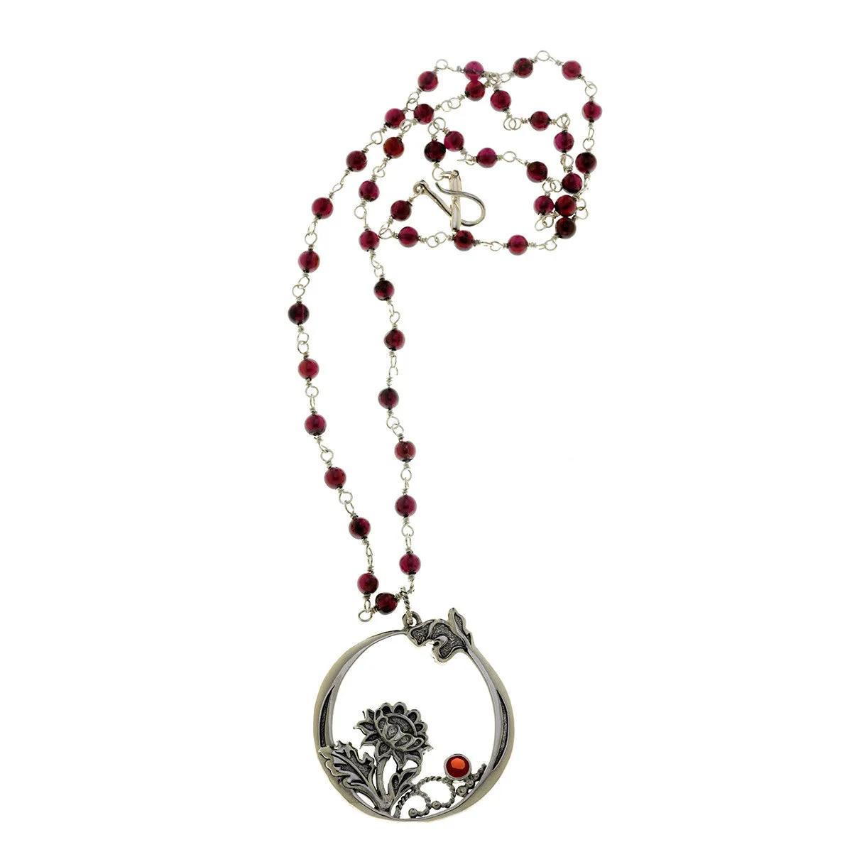 William Morris Hyacinth Sterling Silver Garnet Necklace