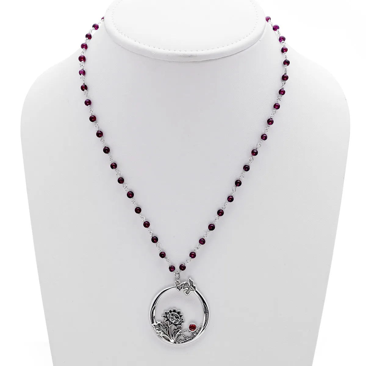William Morris Hyacinth Sterling Silver Garnet Necklace