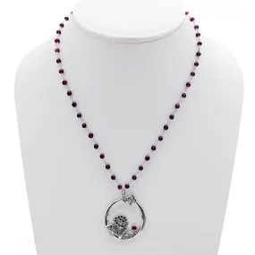 William Morris Hyacinth Sterling Silver Garnet Necklace