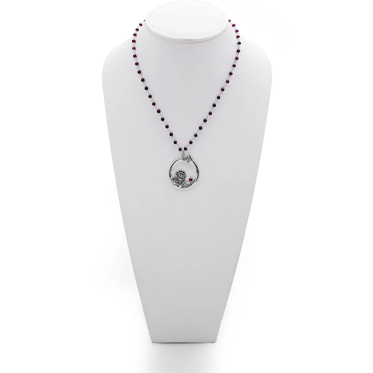 William Morris Hyacinth Sterling Silver Garnet Necklace