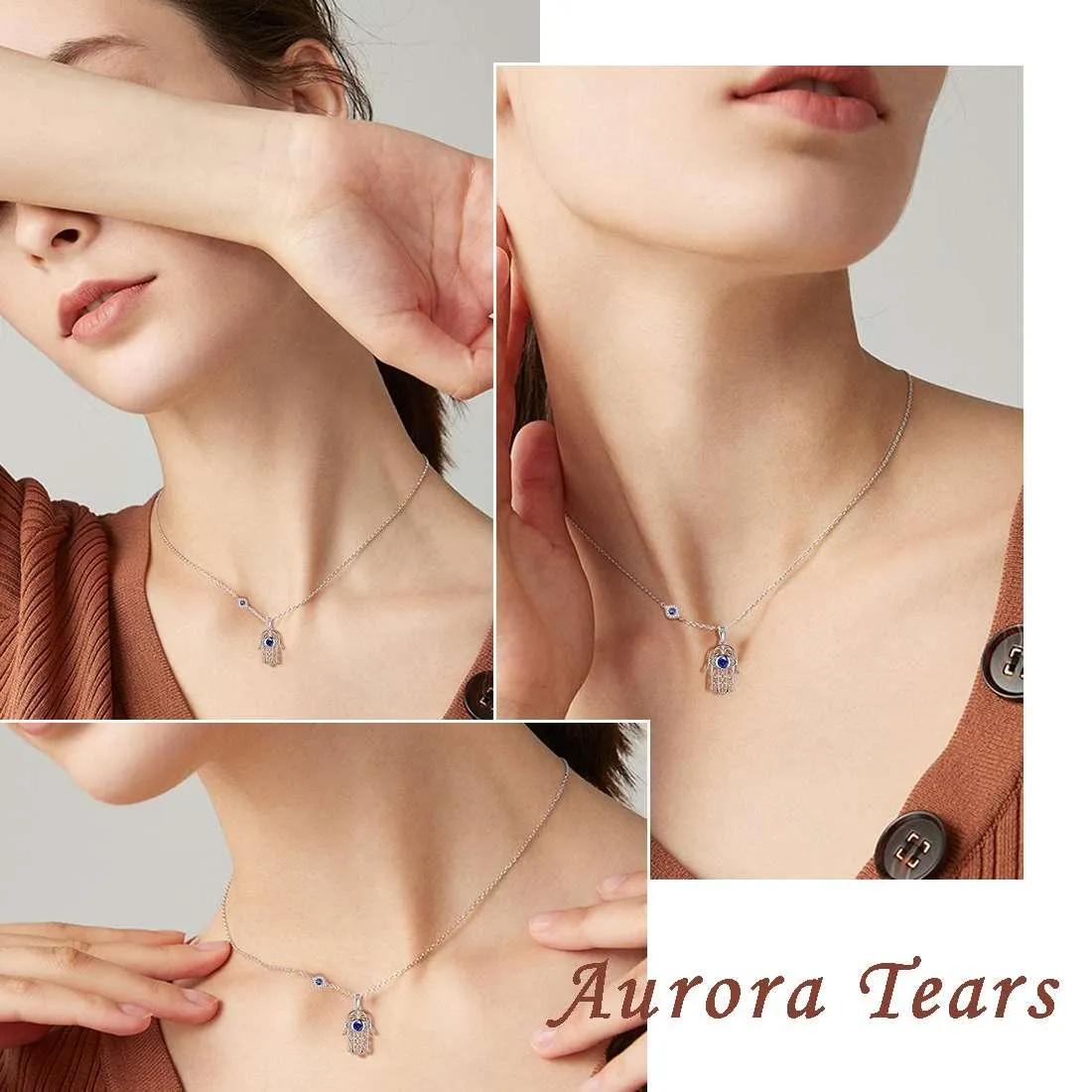 Women Hamsa Hand of Fatima Necklace Evil Eye Pendant Girls Jewelry Gift