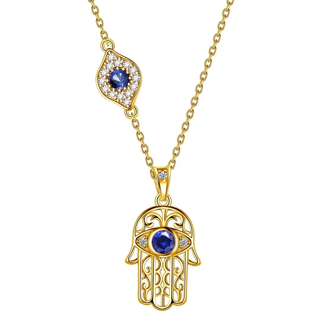 Women Hamsa Hand of Fatima Necklace Evil Eye Pendant Girls Jewelry Gift