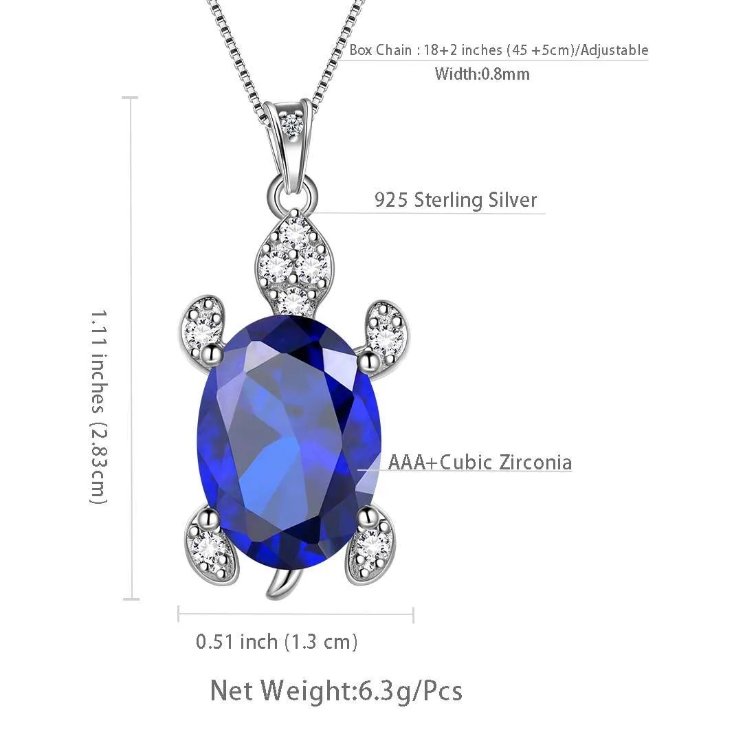 Women Turtle Pendant Necklaces Birthstone Girls Jewelry Birthday Gift Sterling Silver