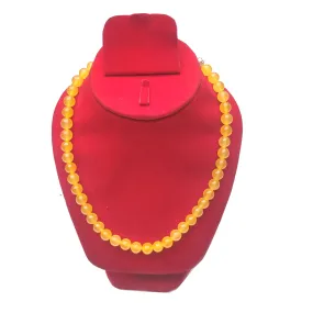 Yellow Quartz Crystal Round Beads Necklace 15 Inches, 8 mm Beads (Semi-Precious Mala)