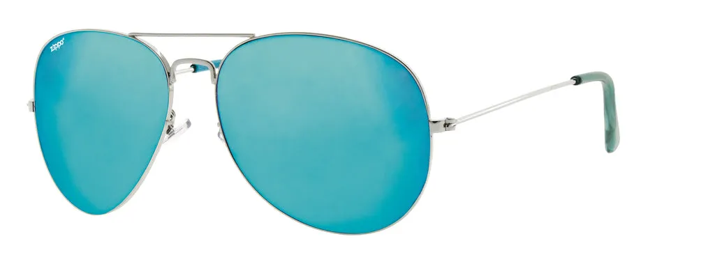 ZIPPO SUNGLASSES SHINY SILVER/REVO BLUE